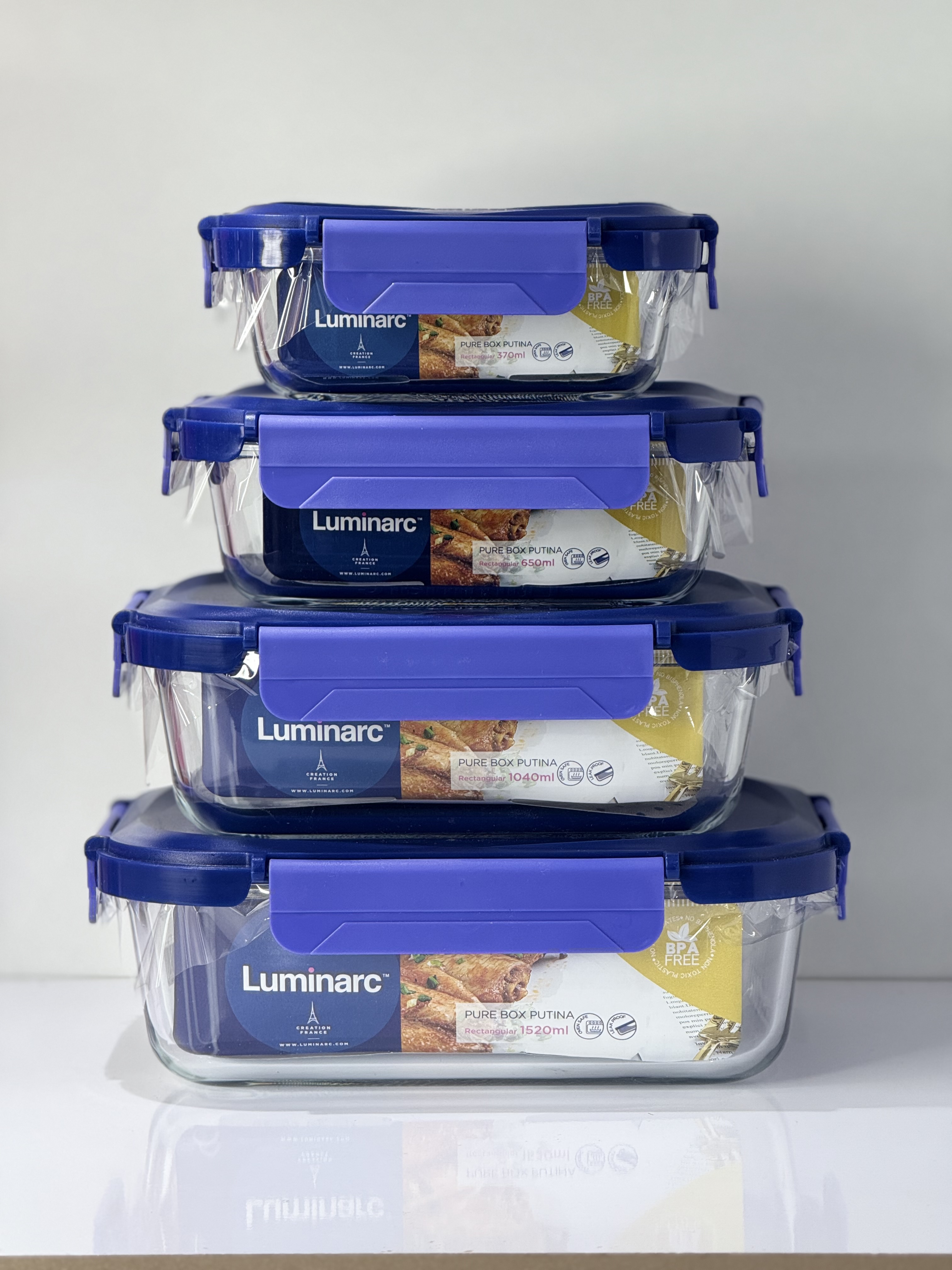 ظروف نگهدارنده غذا مدل 4 تیکه مستطیل برند لومینارک